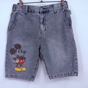 Disney Our Universe Mickey Mouse Denim Shorts Gray Wash Size M